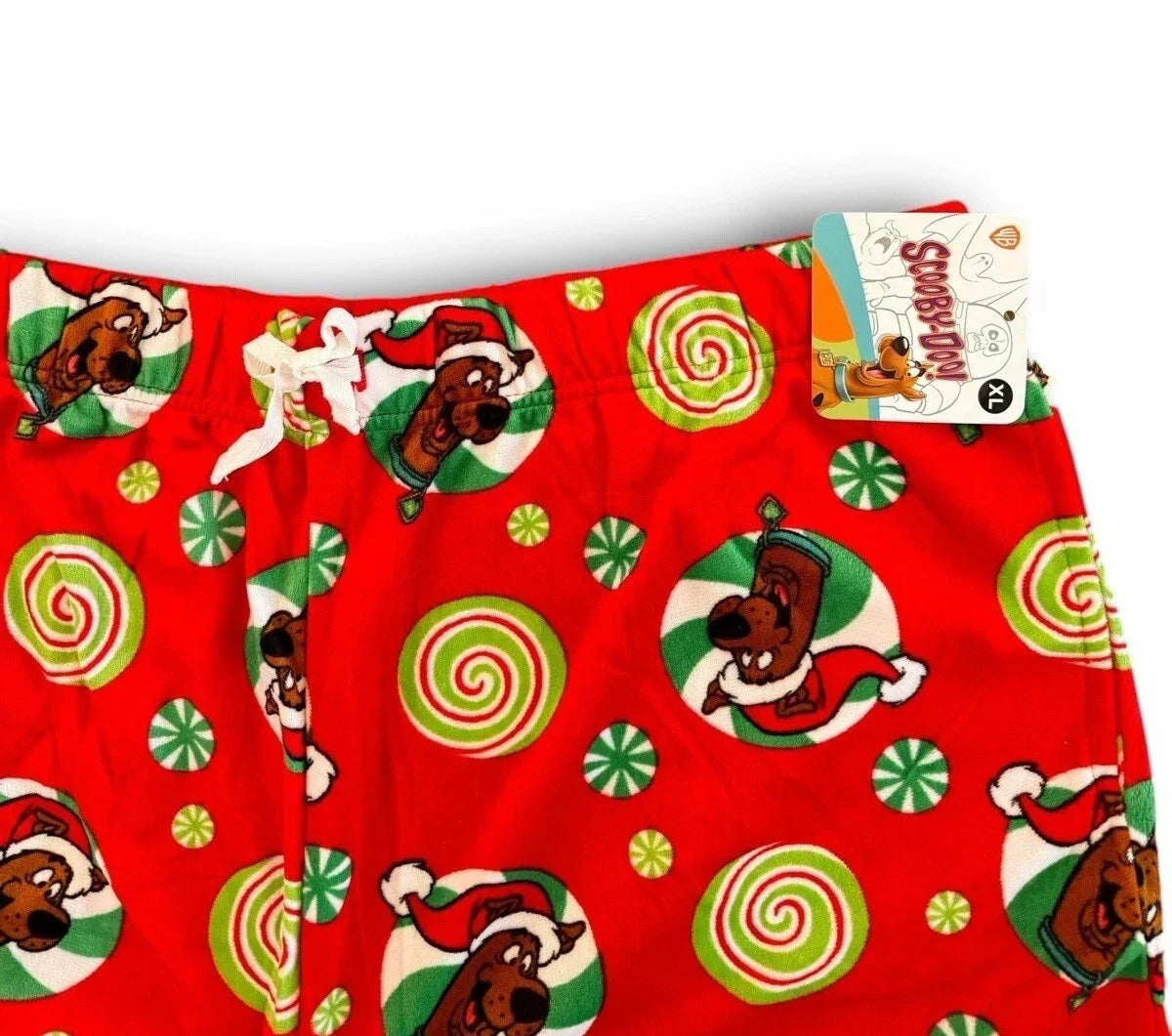 Mens Scooby Doo Christmas Santa Hat Fleece Lounge Pajama Pants Size XL NEW - Trendiez U ♥