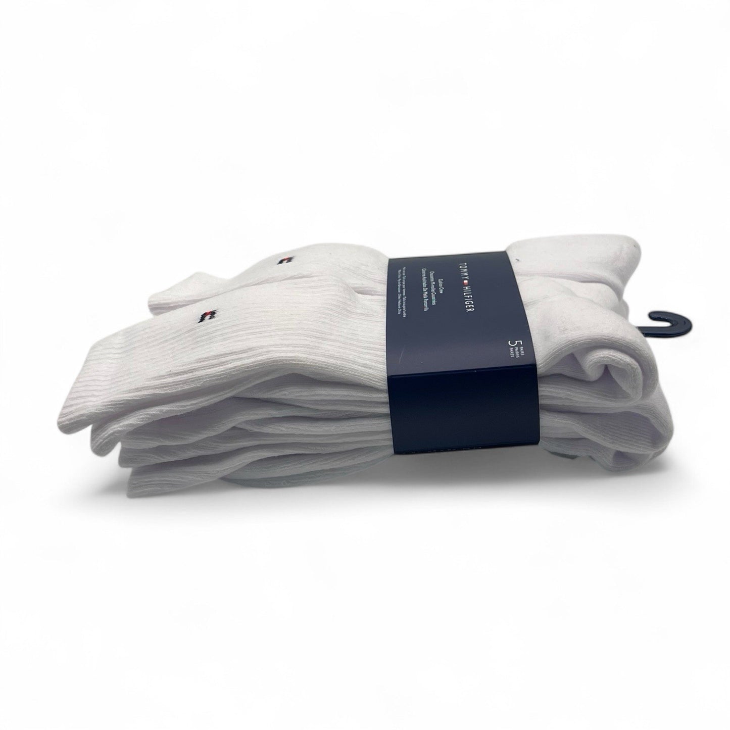 MENS' TOMMY HILFIGER CUSHION CREW SOCKS SOLID WHITE 5 PAIRS - Trendiez U ♥