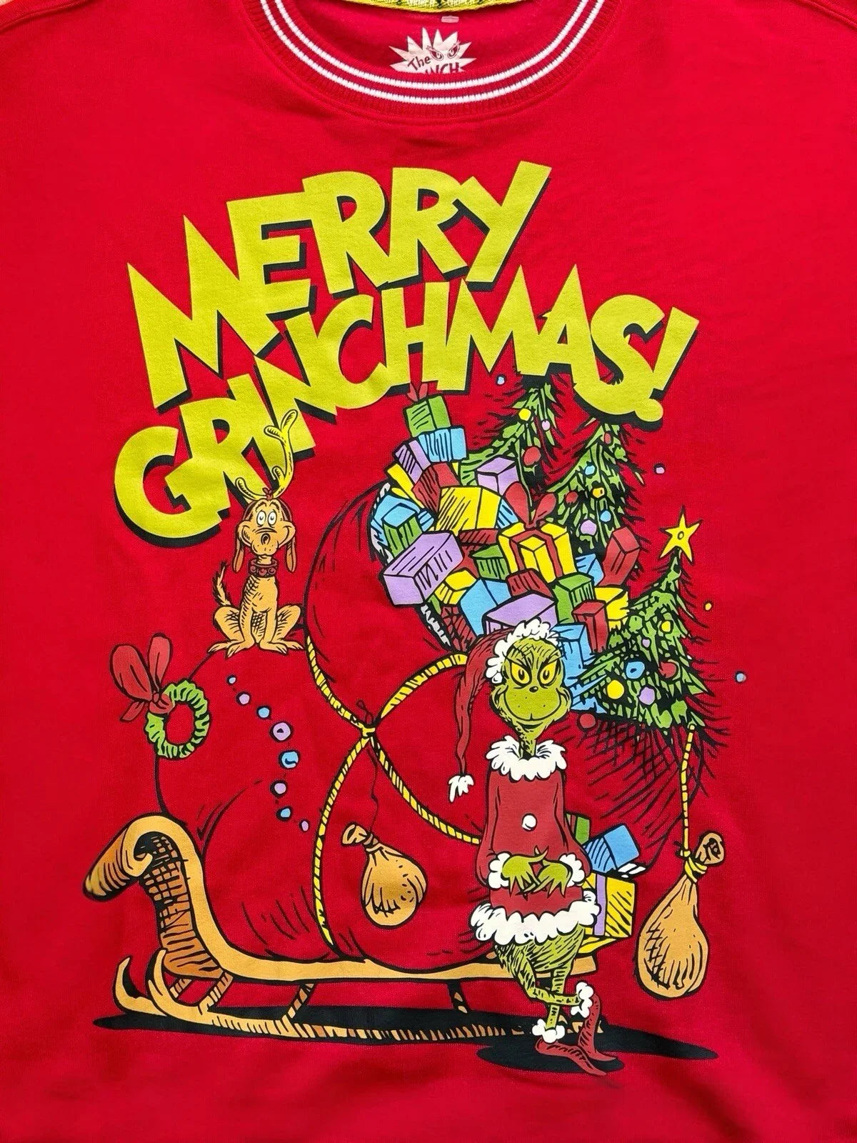 Merry Grinchmas Ugly Sweater Unisex Sweatshirt Grinch Red Soft Cozy Christmas XL - Trendiez U ♥