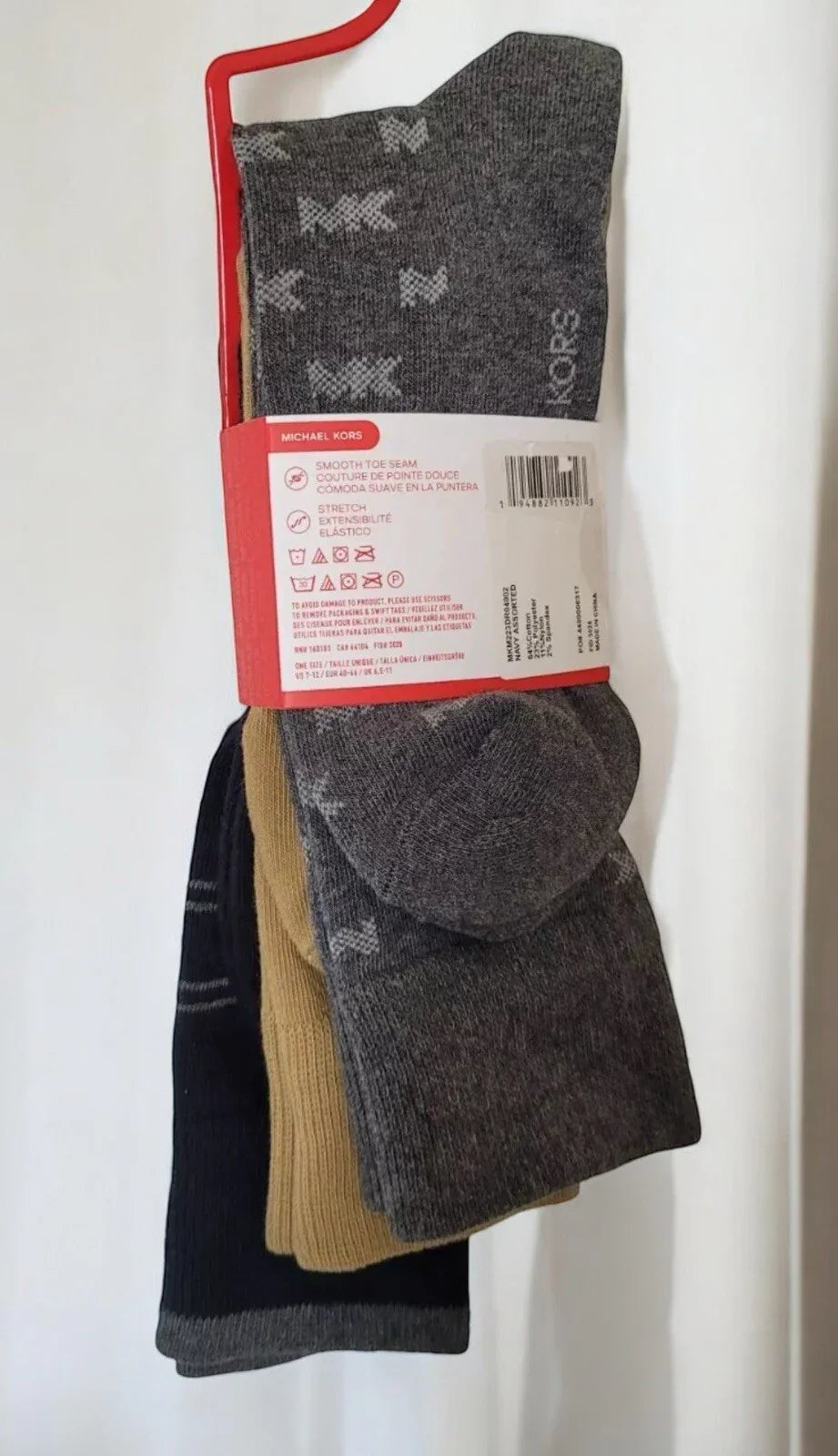 Michael Kors Men’s Dress Crew Socks – 3-Pair Pack, Logo Black/Gray/Tan, One Size - Trendiez U ♥