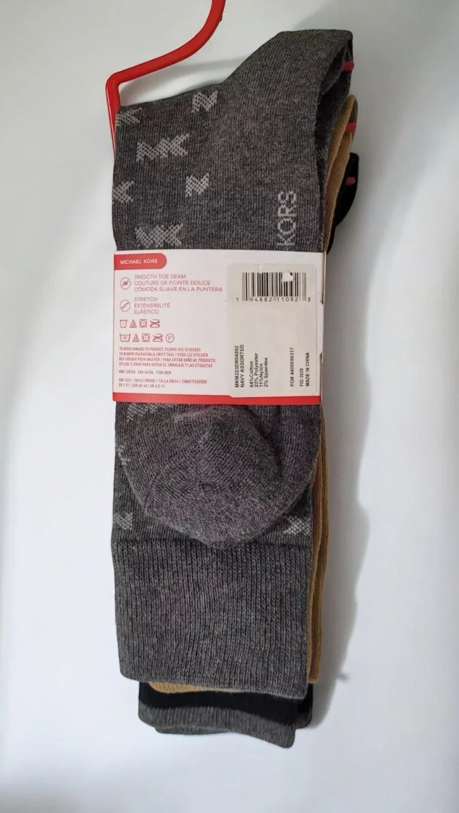 Michael Kors Men’s Dress Crew Socks – 3-Pair Pack, Logo Black/Gray/Tan, One Size - Trendiez U ♥