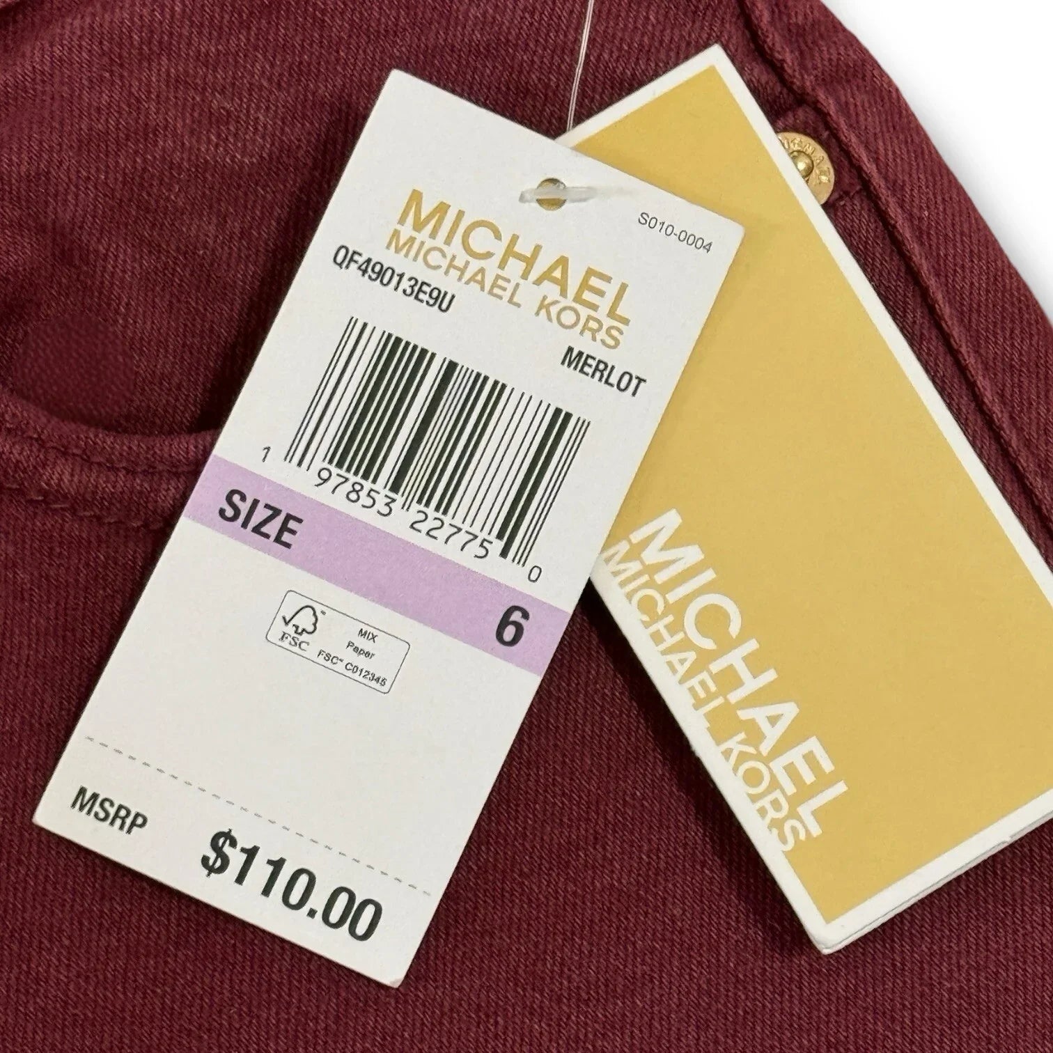 Michael Kors Women’s Selma Skinny Ankle Jeans – High-Rise Slim Fit, Red Burgundy, Size 6 - Trendiez U ♥