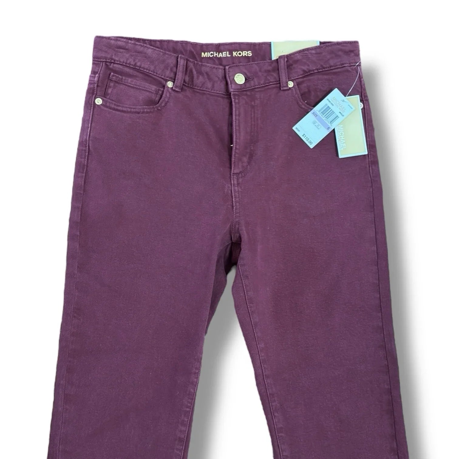 Michael Kors Women’s Selma Skinny Ankle Jeans – High-Rise Slim Fit, Red Burgundy, Size 6 - Trendiez U ♥