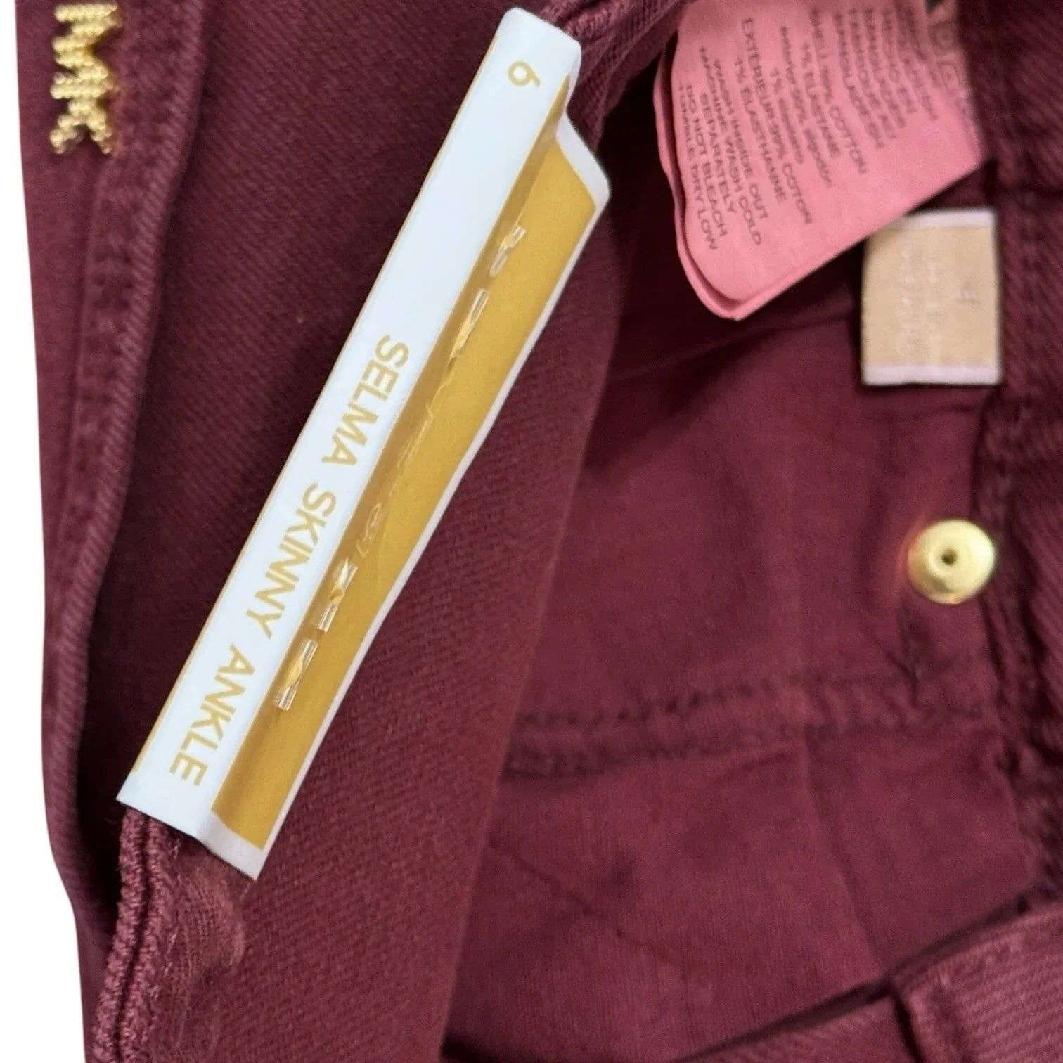Michael Kors Women’s Selma Skinny Ankle Jeans – High-Rise Slim Fit, Red Burgundy, Size 6 - Trendiez U ♥