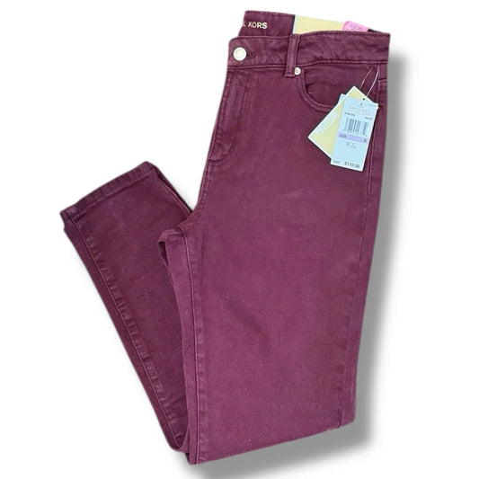 Michael Kors Women’s Selma Skinny Ankle Jeans – High-Rise Slim Fit, Red Burgundy, Size 6 - Trendiez U ♥