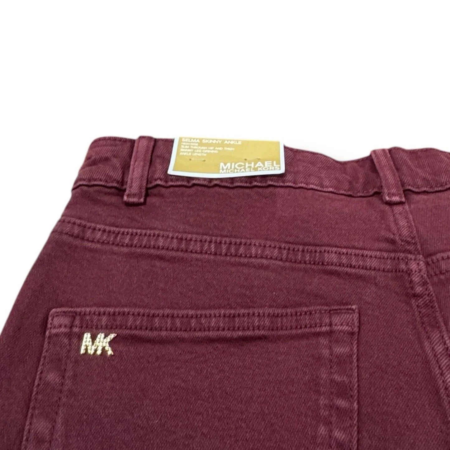 Michael Kors Women’s Selma Skinny Ankle Jeans – High-Rise Slim Fit, Red Burgundy, Size 6 - Trendiez U ♥