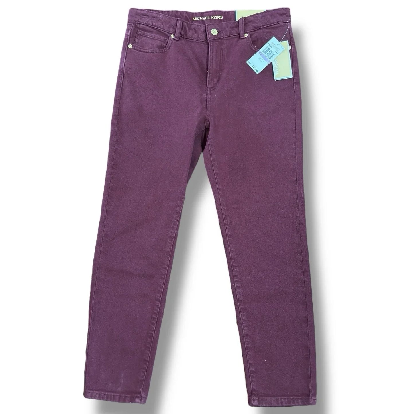 Michael Kors Women’s Selma Skinny Ankle Jeans – High-Rise Slim Fit, Red Burgundy, Size 6 - Trendiez U ♥