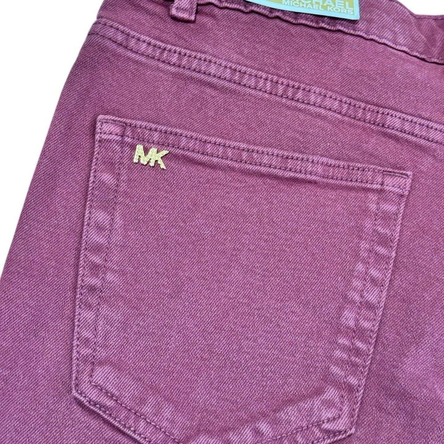 Michael Kors Women’s Selma Skinny Ankle Jeans – High-Rise Slim Fit, Red Burgundy, Size 6 - Trendiez U ♥