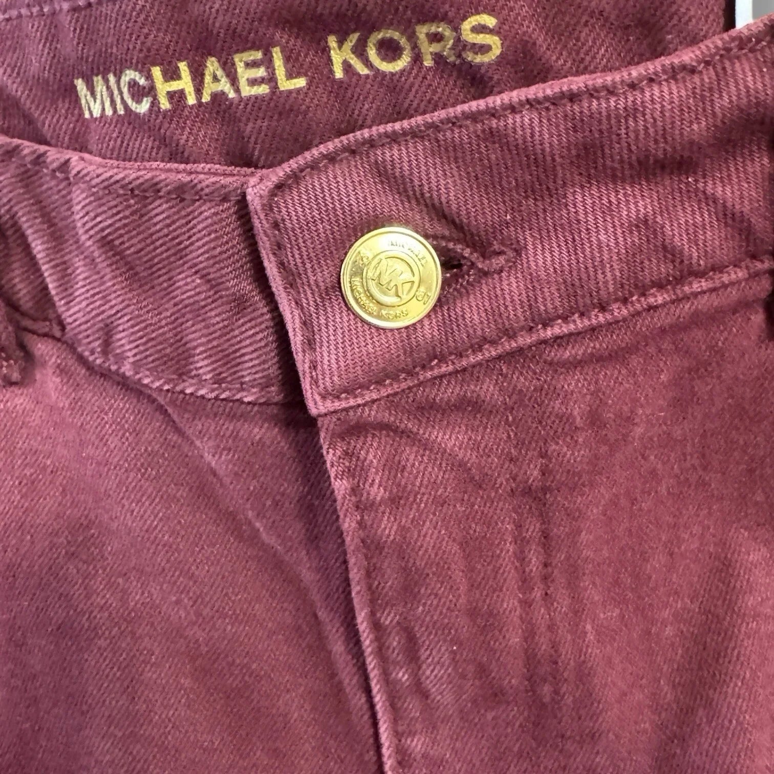 Michael Kors Women’s Selma Skinny Ankle Jeans – High-Rise Slim Fit, Red Burgundy, Size 6 - Trendiez U ♥