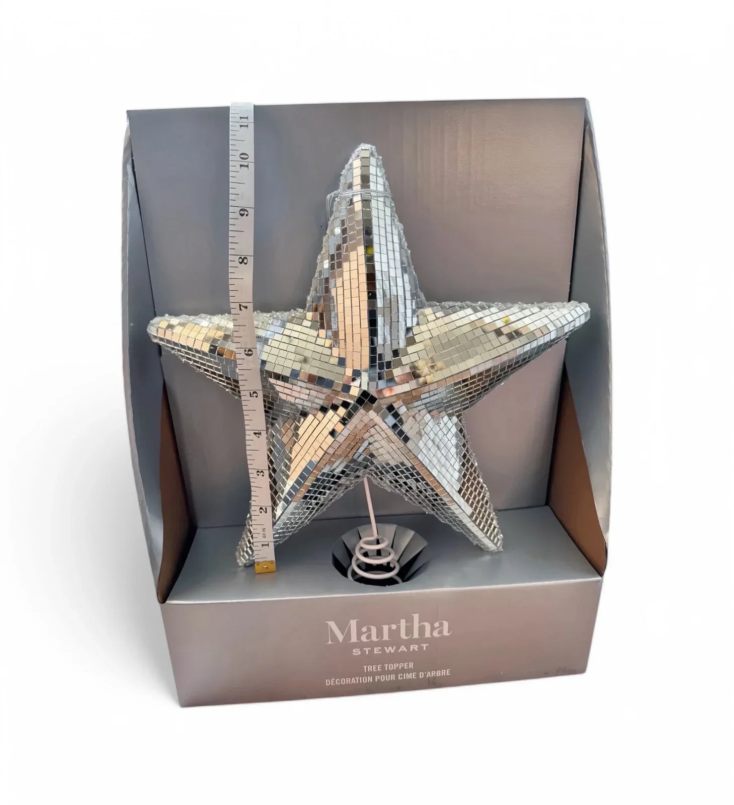Mirrored Star Christmas Tree Topper Silver Reflective Holiday Martha Stewart - Trendiez U ♥