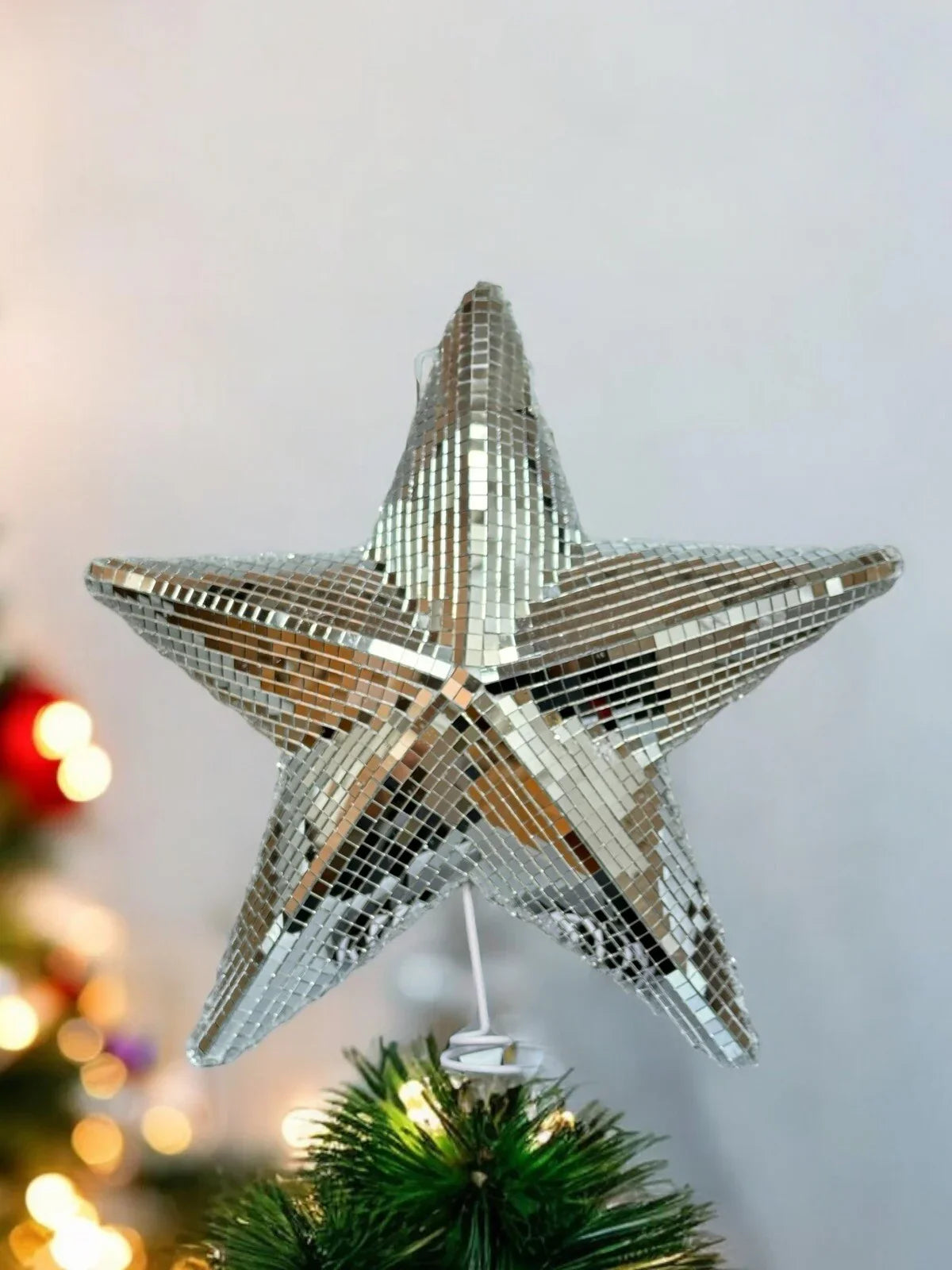 Mirrored Star Christmas Tree Topper Silver Reflective Holiday Martha Stewart - Trendiez U ♥
