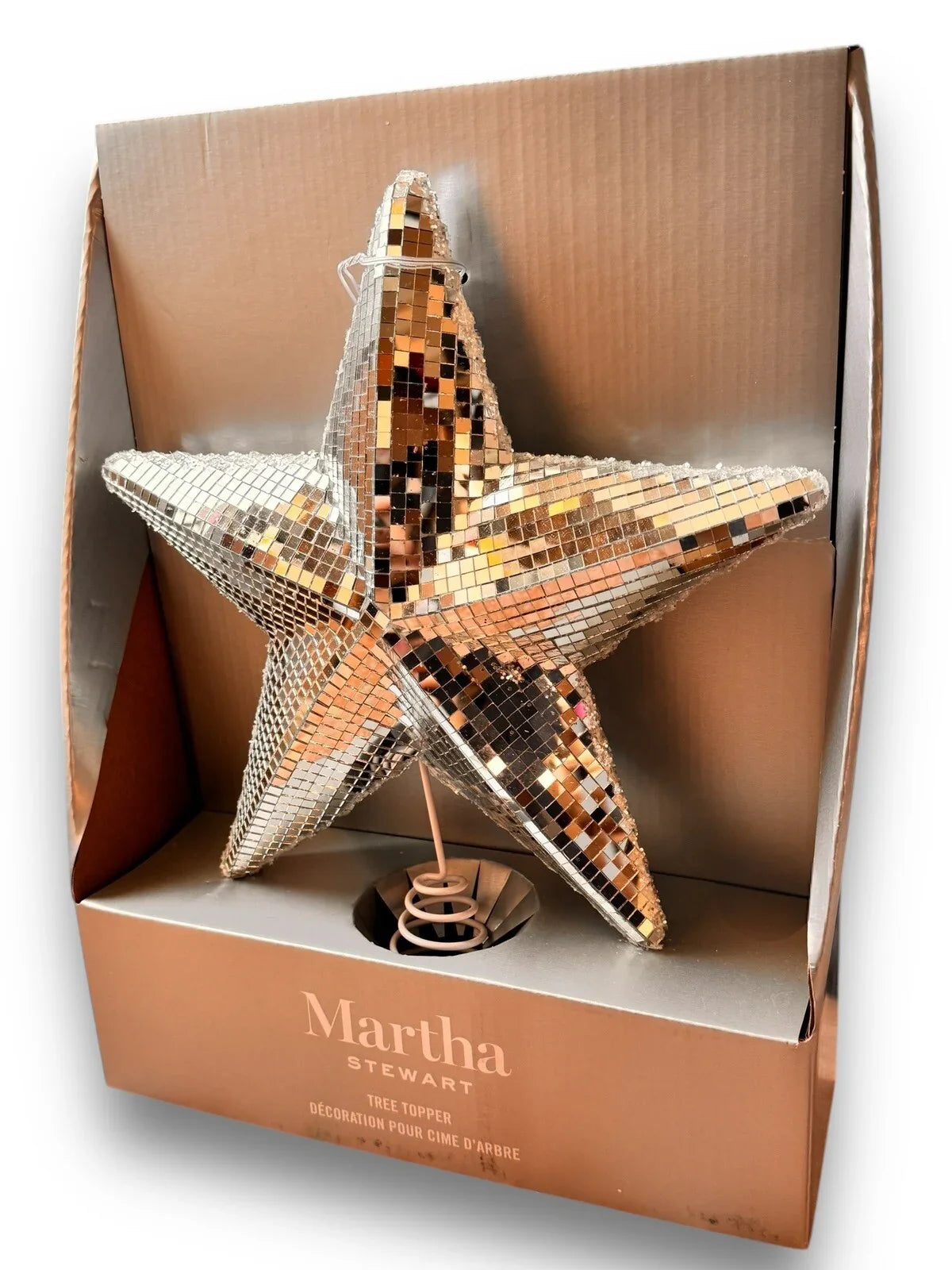 Mirrored Star Christmas Tree Topper Silver Reflective Holiday Martha Stewart - Trendiez U ♥