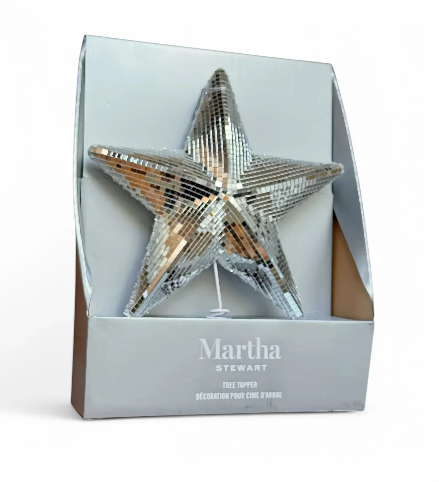 Mirrored Star Christmas Tree Topper Silver Reflective Holiday Martha Stewart - Trendiez U ♥