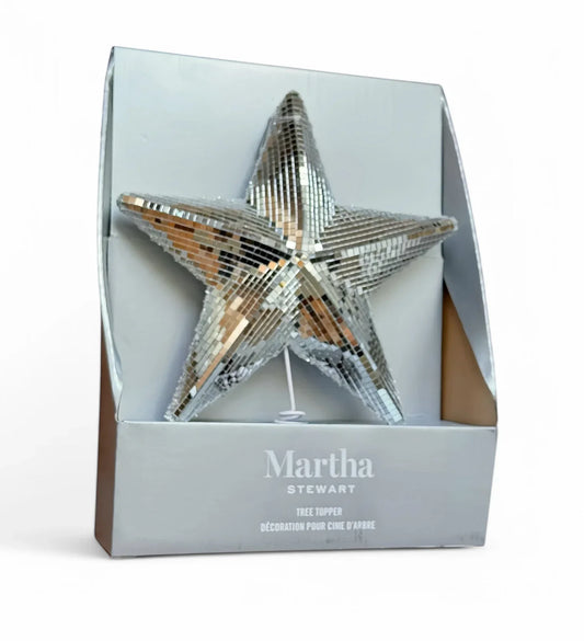Mirrored Star Christmas Tree Topper Silver Reflective Holiday Martha Stewart - Trendiez U ♥