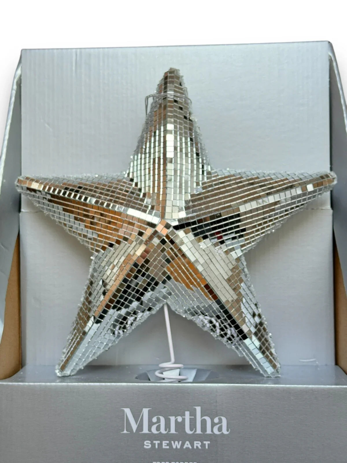 Mirrored Star Christmas Tree Topper Silver Reflective Holiday Martha Stewart - Trendiez U ♥