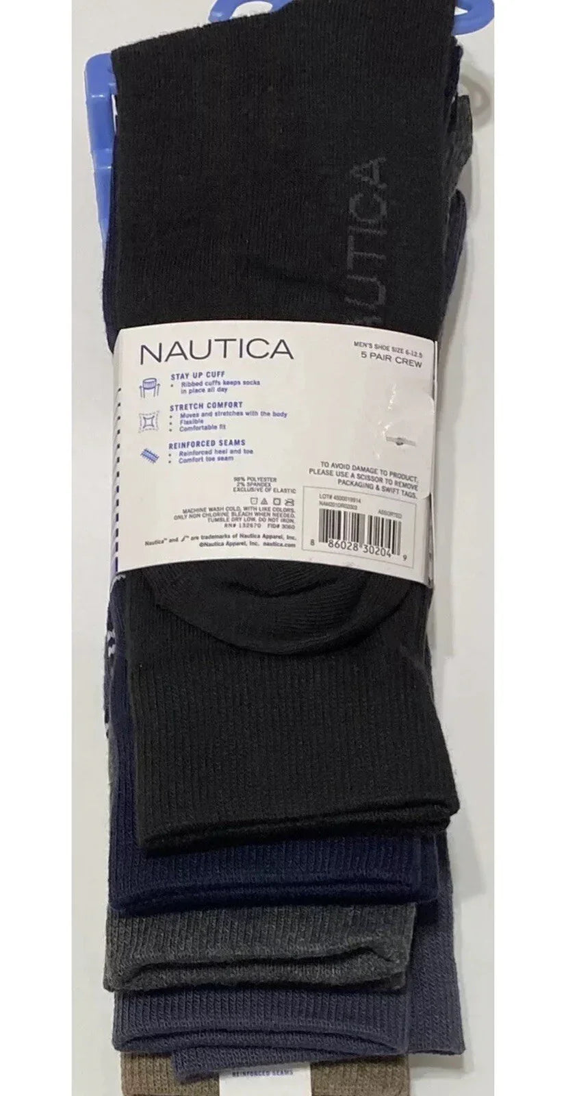Nautica Men’s Crew Socks – 5-Pair Pack, Ribbed Casual/Dress, Brown/Gray/Blue/Black - Trendiez U ♥