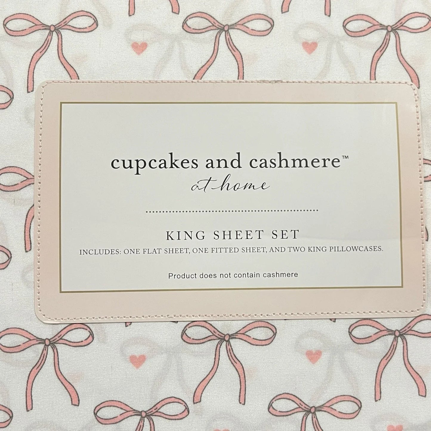 NEW Cupcakes & Cashmere KING Sheet Set Coquette Bows Hearts Love - Trendiez U ♥