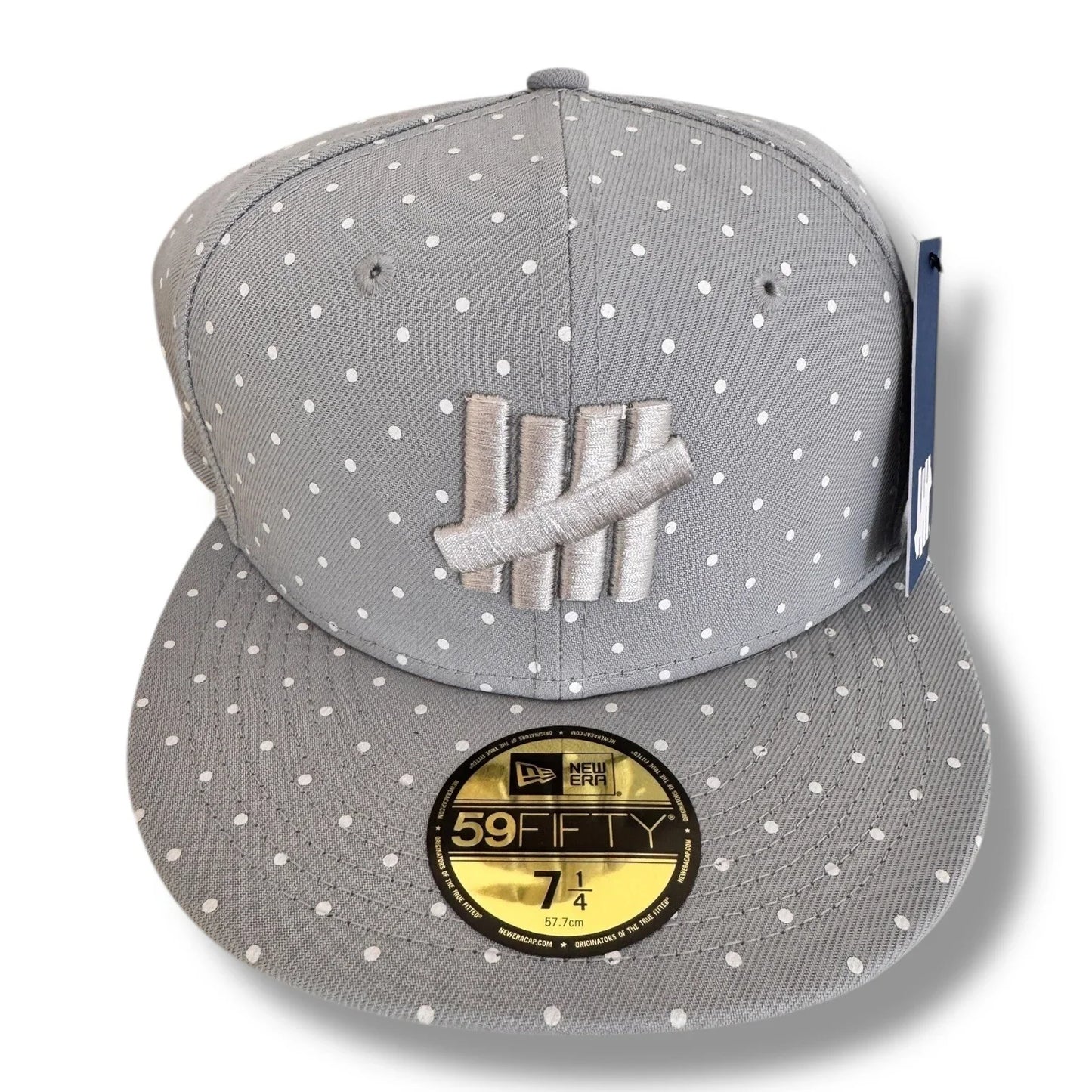 New Era x Undefeated Fitted Hat – Gray Polka Dot, Flat Brim, Size 7 1/4 - Trendiez U ♥