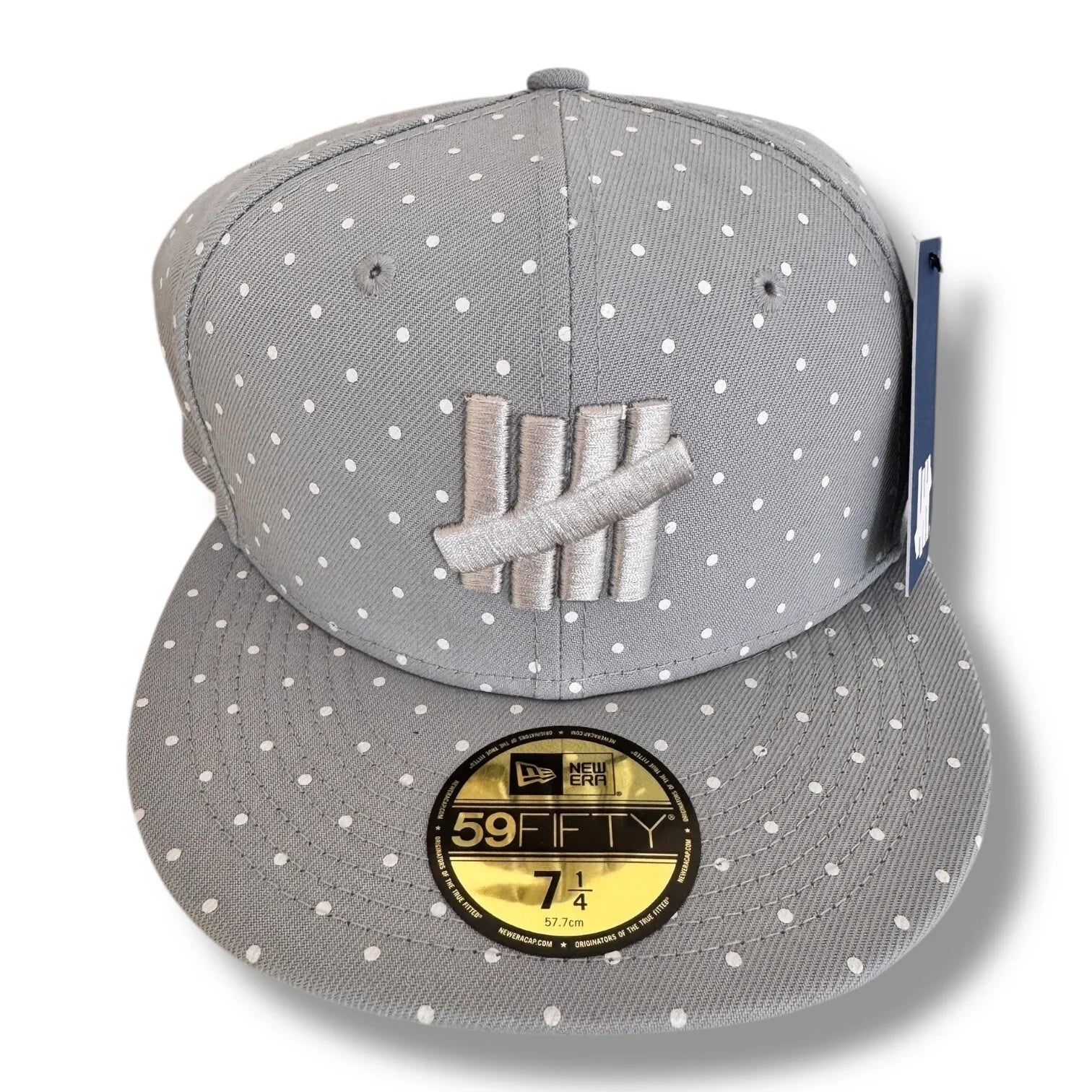 New Era x Undefeated Fitted Hat – Gray Polka Dot, Flat Brim, Size 7 1/4 - Trendiez U ♥