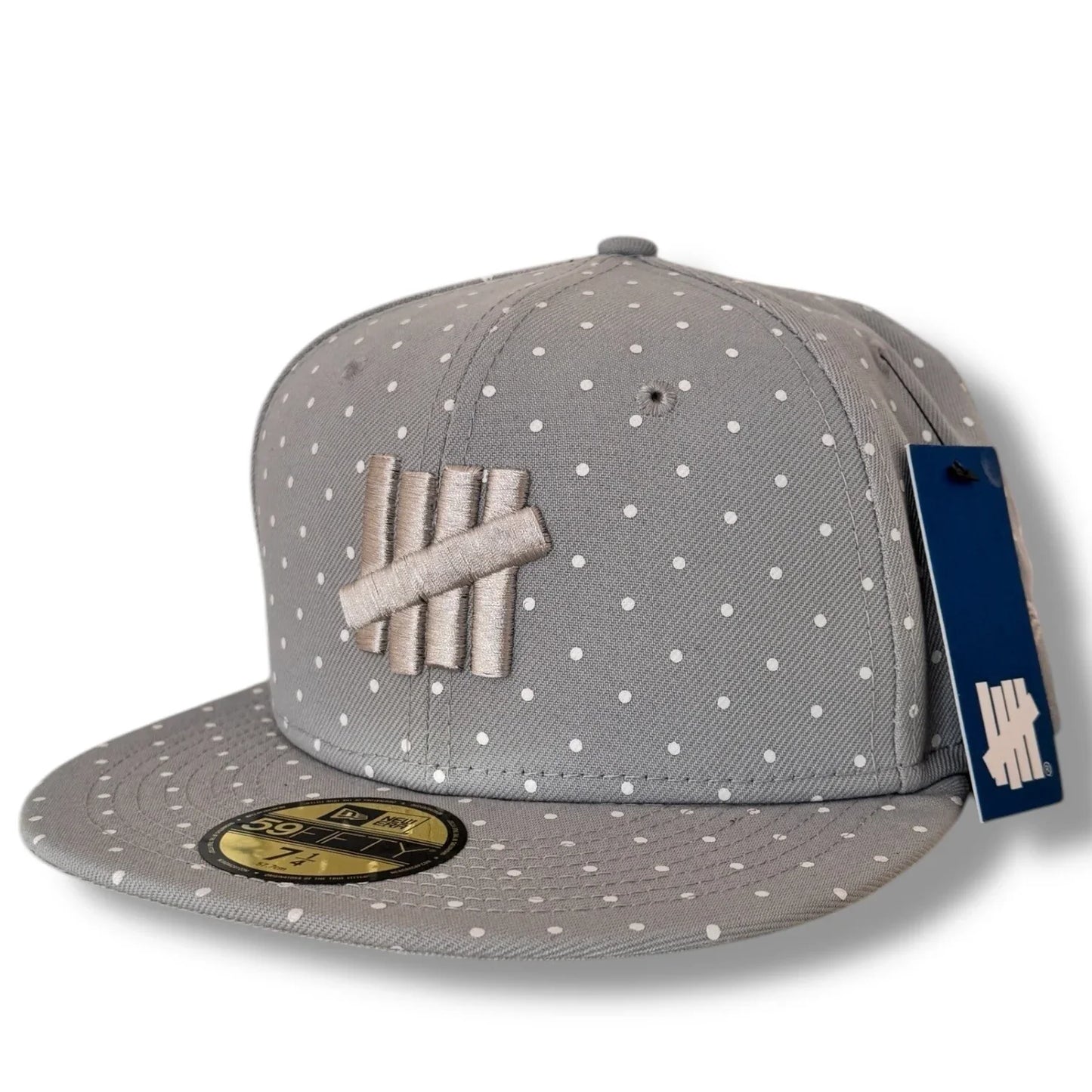 New Era x Undefeated Fitted Hat – Gray Polka Dot, Flat Brim, Size 7 1/4 - Trendiez U ♥