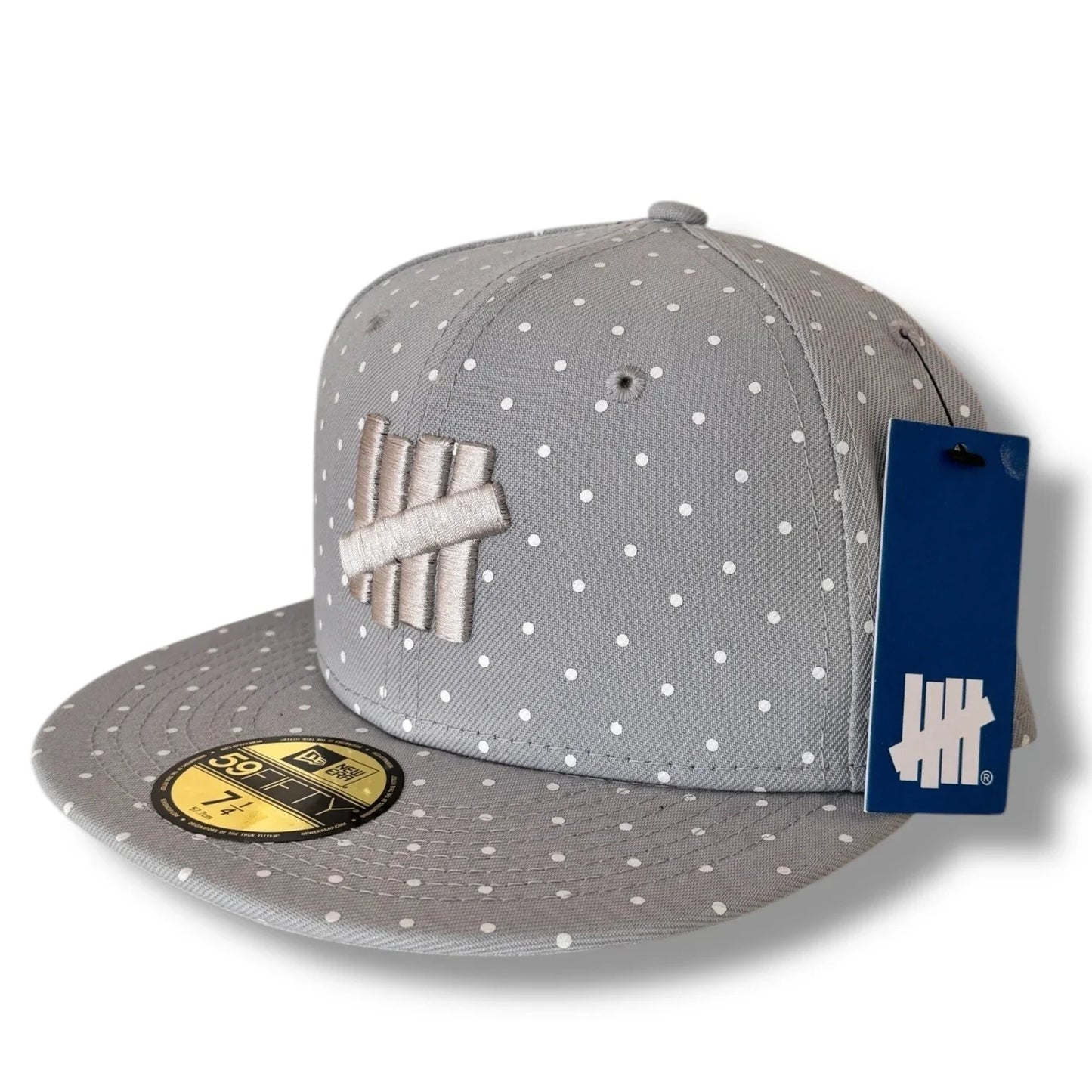 New Era x Undefeated Fitted Hat – Gray Polka Dot, Flat Brim, Size 7 1/4 - Trendiez U ♥
