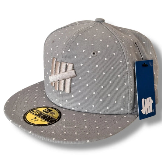 New Era x Undefeated Fitted Hat – Gray Polka Dot, Flat Brim, Size 7 1/4 - Trendiez U ♥