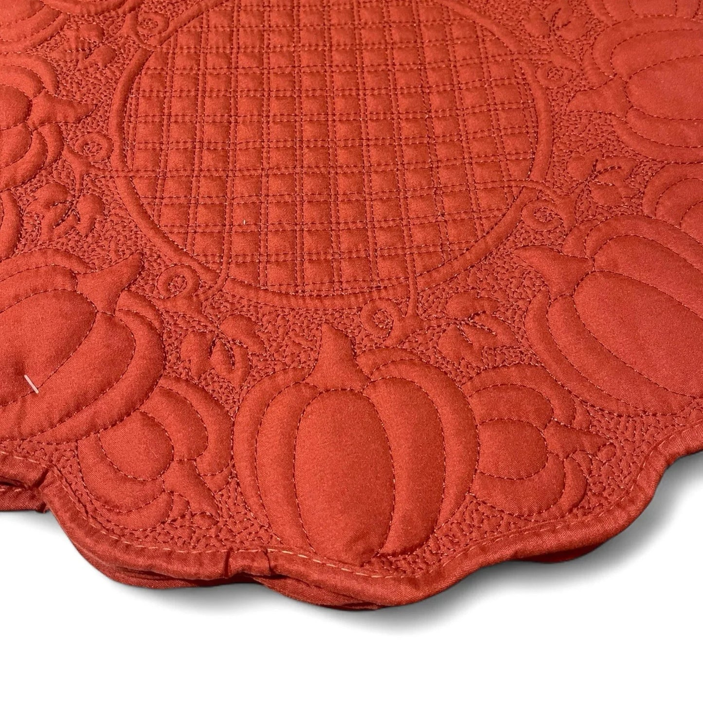 Nicole Miller Pumpkin Farmhouse Placemats – Set of 4, Scalloped Embroidered, 15" - Trendiez U ♥