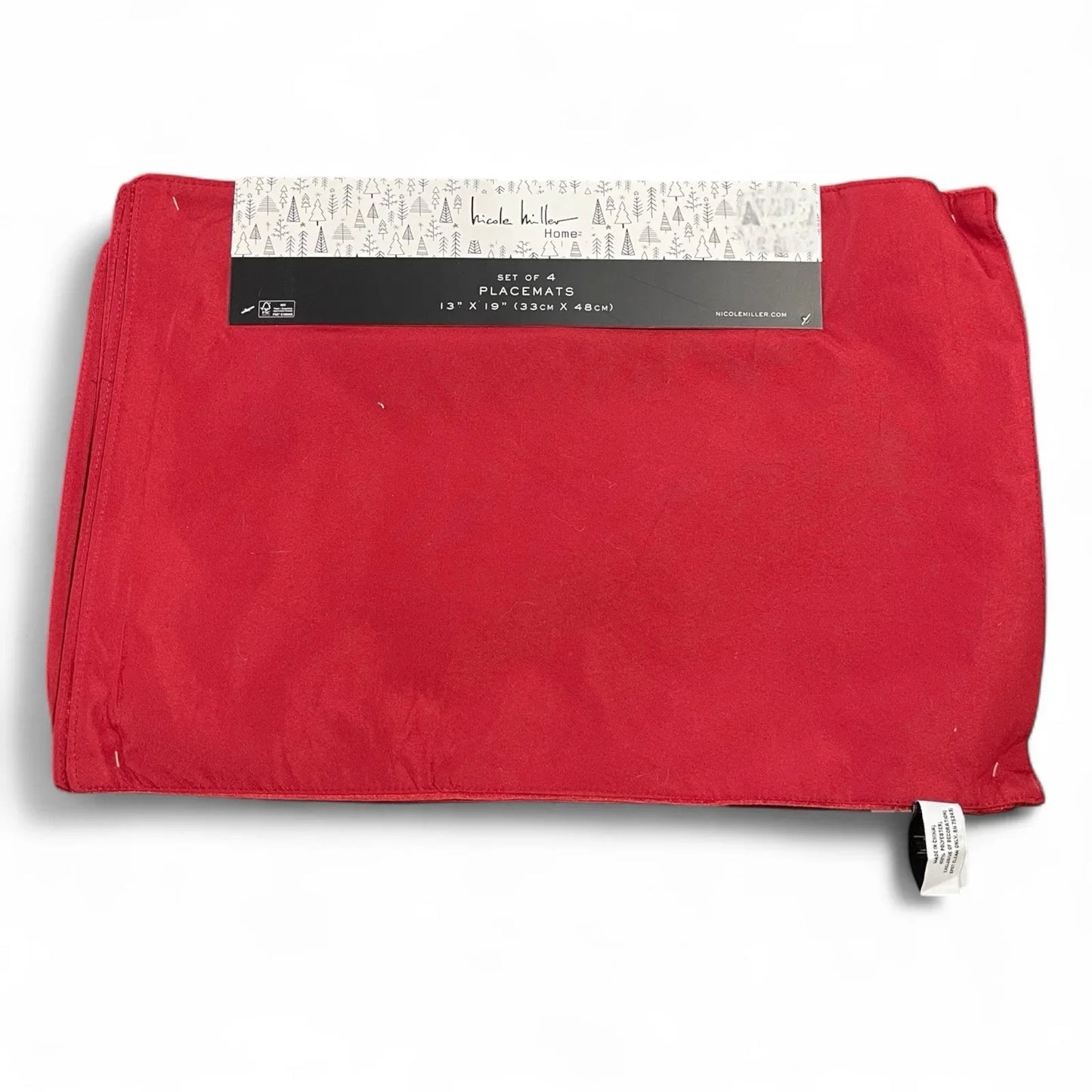 Nicole Miller Red Velvet Placemats 4PC Embroidered Christmas Elegant - Trendiez U ♥