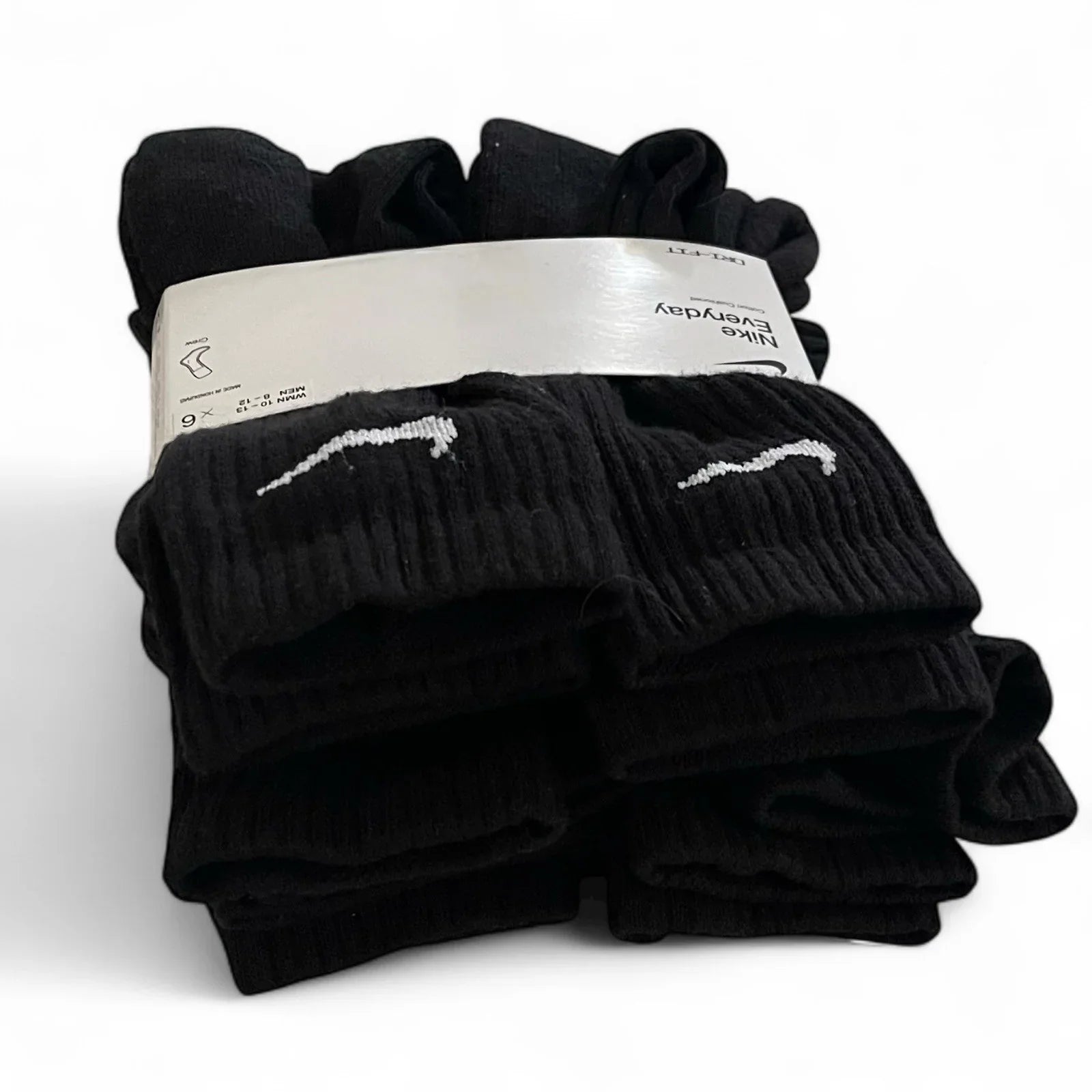 Nike Men’s Dri-Fit Black Crew Socks 6 Pair Size 8-12 - Trendiez U ♥