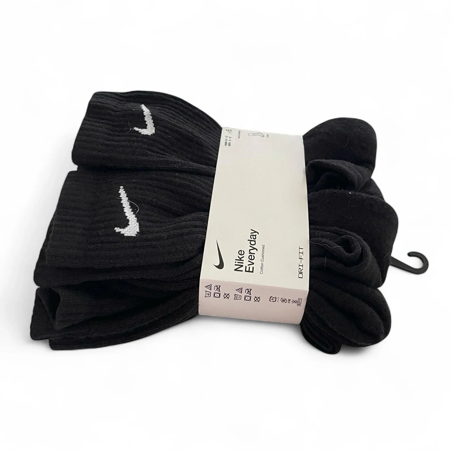 Nike Men’s Dri-Fit Black Crew Socks 6 Pair Size 8-12 - Trendiez U ♥
