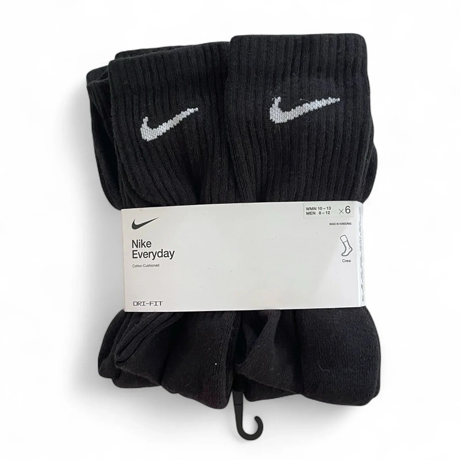 Nike Men’s Dri-Fit Black Crew Socks 6 Pair Size 8-12 - Trendiez U ♥