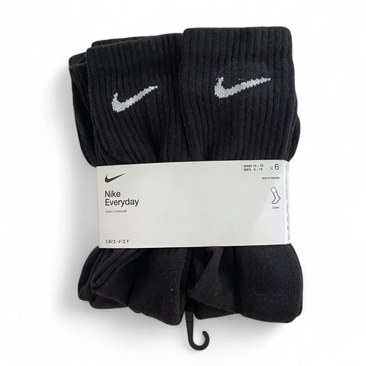 Nike Men’s Dri-Fit Black Crew Socks 6 Pair Size 8-12 - Trendiez U ♥