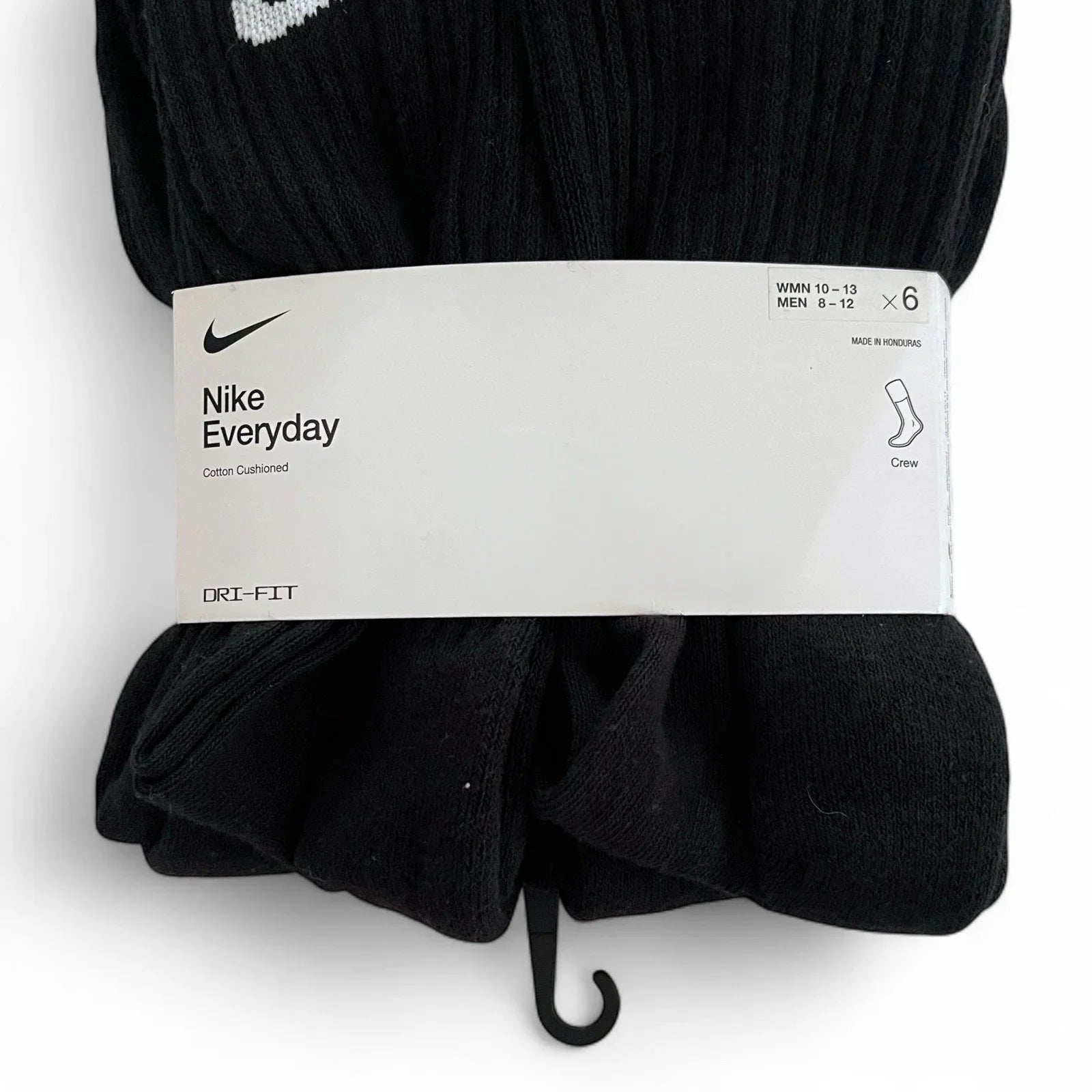 Nike Men’s Dri-Fit Black Crew Socks 6 Pair Size 8-12 - Trendiez U ♥