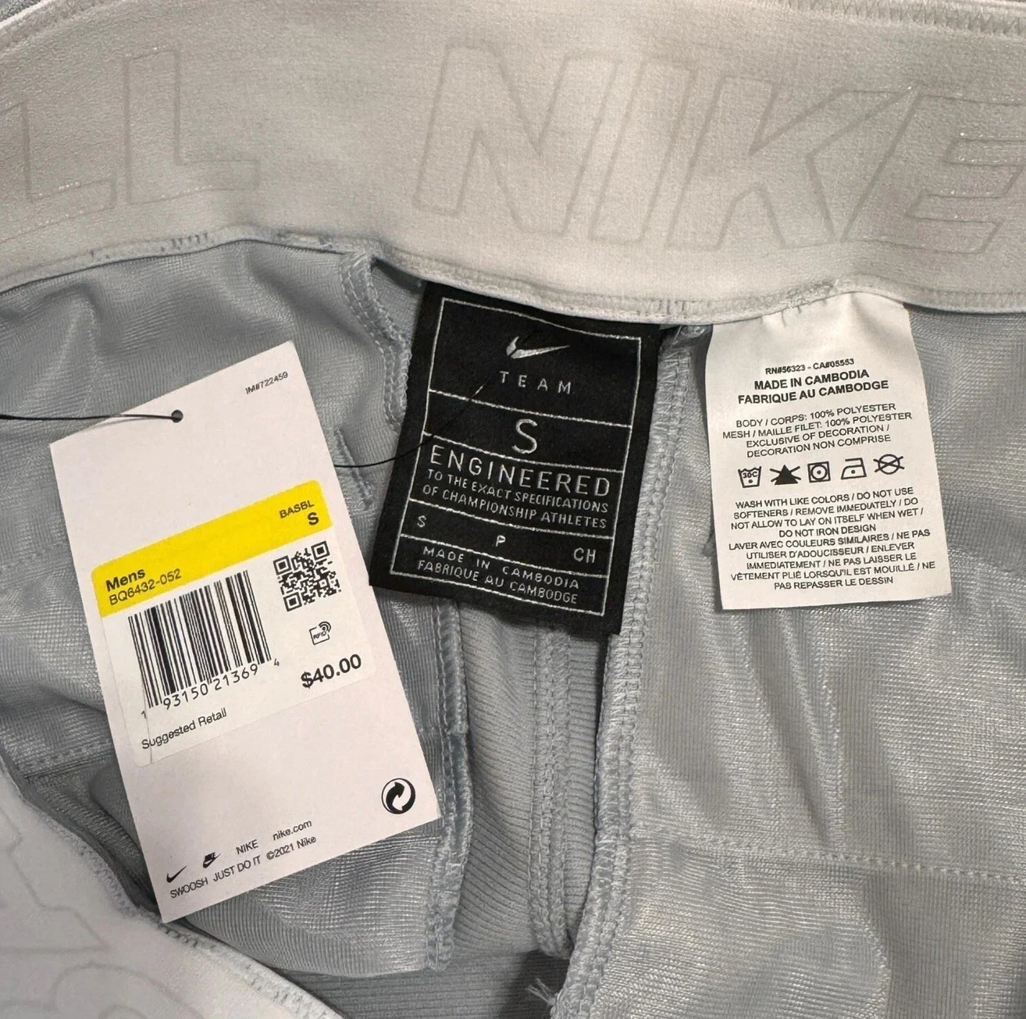 Nike Vapor Select High Piped Gray Baseball Pants Mens Size Small BQ6437-053 - Trendiez U ♥