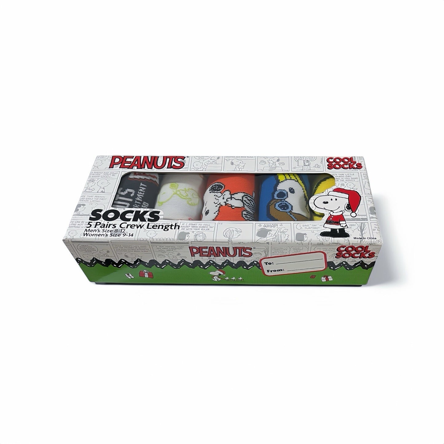 Peanuts Snoopy Crew Socks – 5-Pack Gift Box, Multicolor, Men’s 8-12 / Women’s 9-14 - Trendiez U ♥