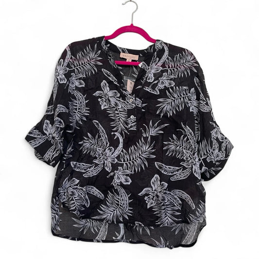 Philosophy Women’s Blouse – Size Small, Black Coastal Floral Lightweight Top - Trendiez U ♥