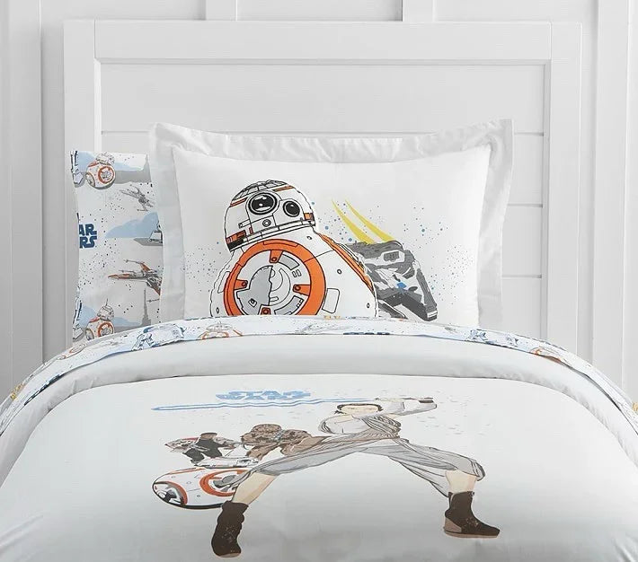 Pottery Barn Star Wars Light Side Cotton Percale Duvet Cover White Queen Bedding - Trendiez U ♥