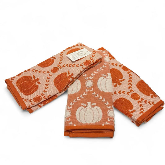Rachel Ashwell Fall Pumpkin Farmhouse Kitchen Towel Set 3-Piece - Trendiez U ♥