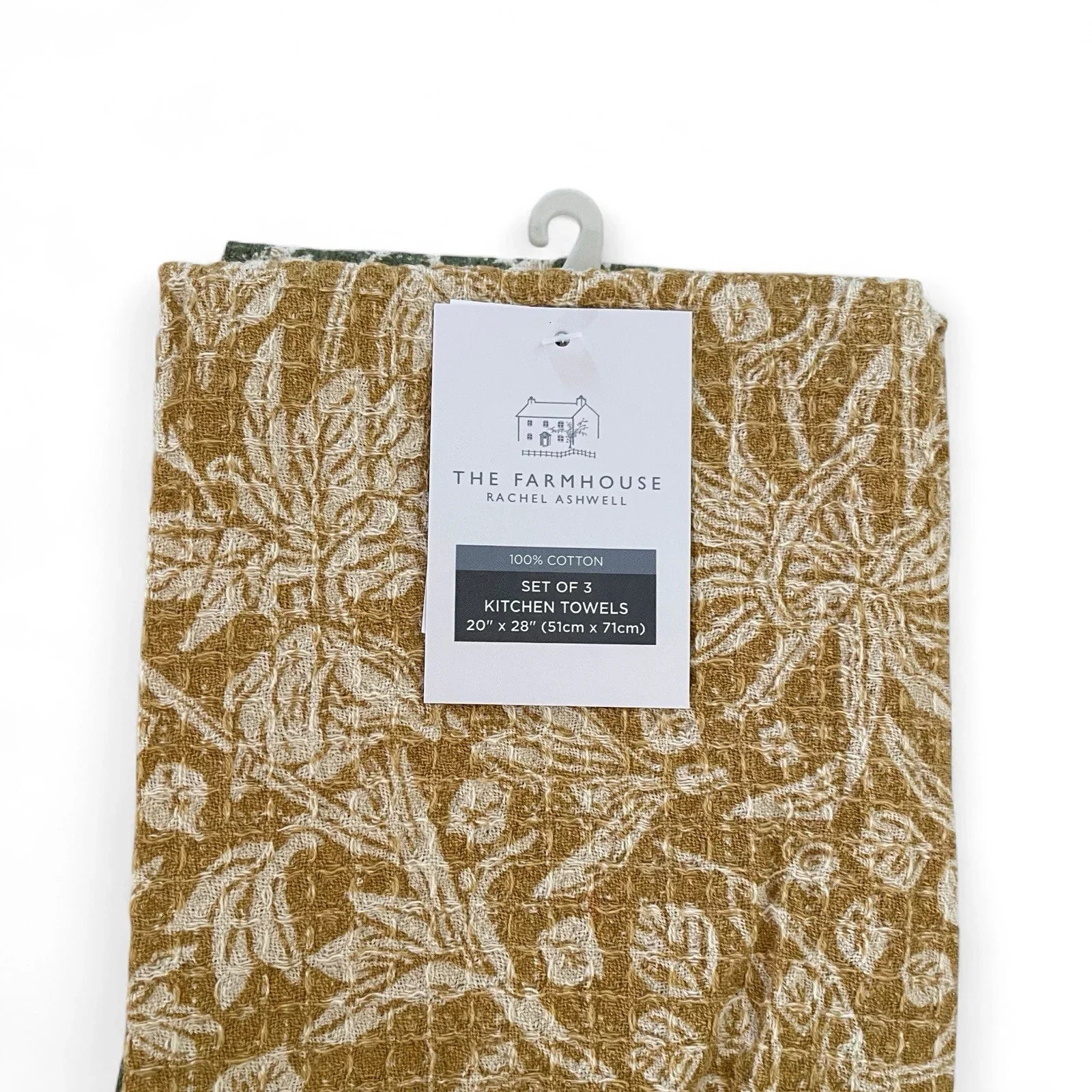 Rachel Ashwell Floral Weave Kitchen Towel Set of 3 100% Cotton Fringed Trim - Trendiez U ♥