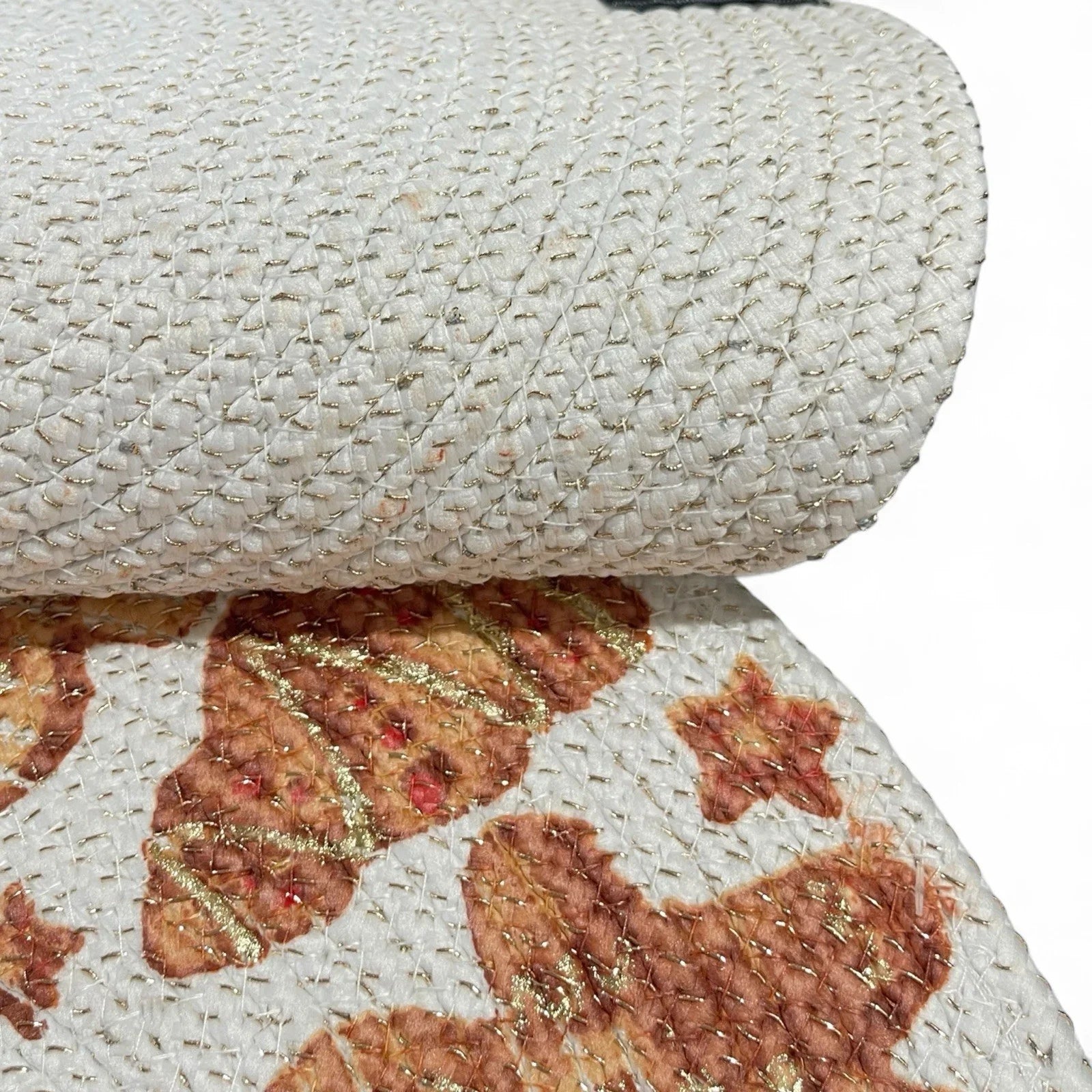 Rachel Zoe Braided Placemats 4PC Set Gold Gingerbread Men Metallic Farmhouse - Trendiez U ♥