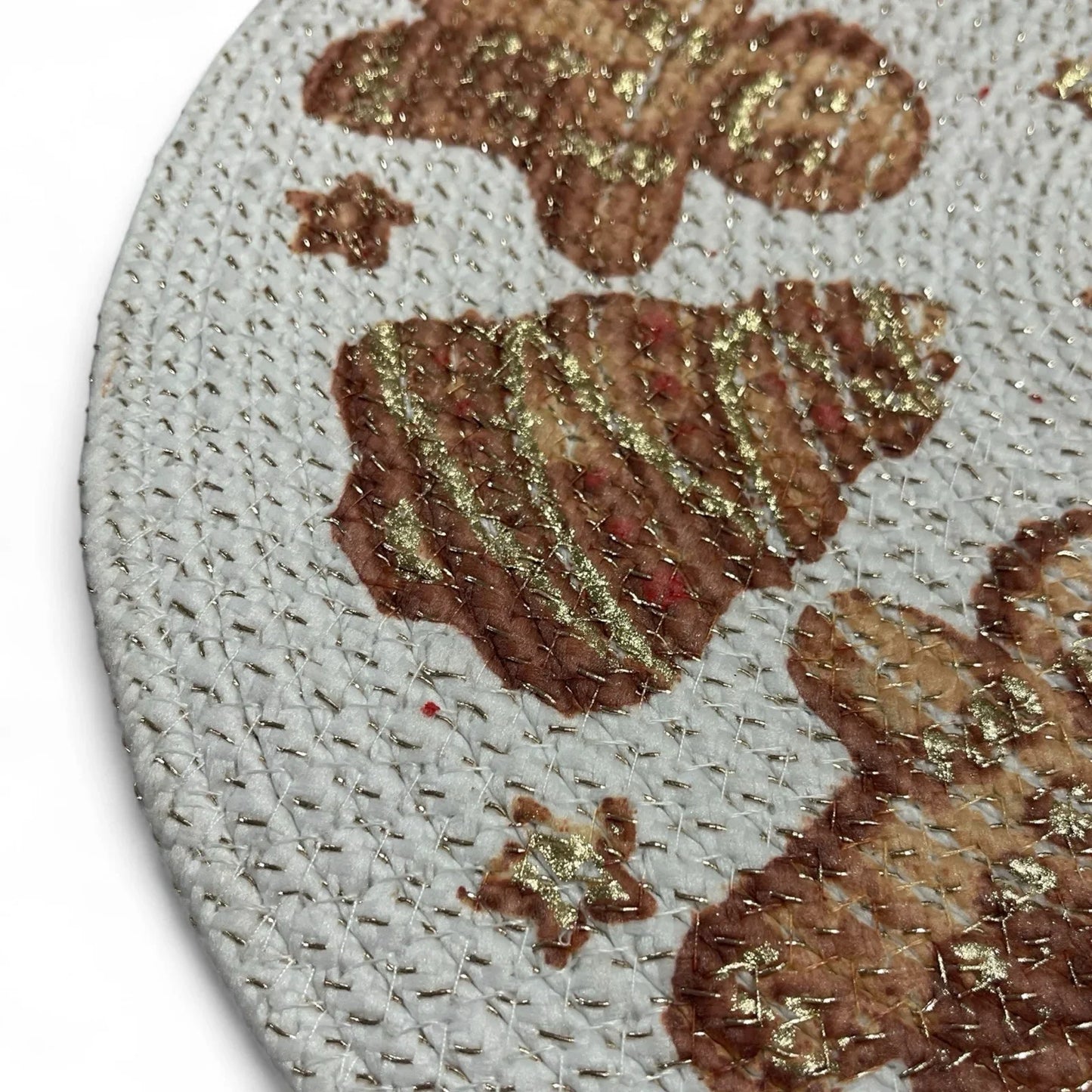 Rachel Zoe Braided Placemats 4PC Set Gold Gingerbread Men Metallic Farmhouse - Trendiez U ♥