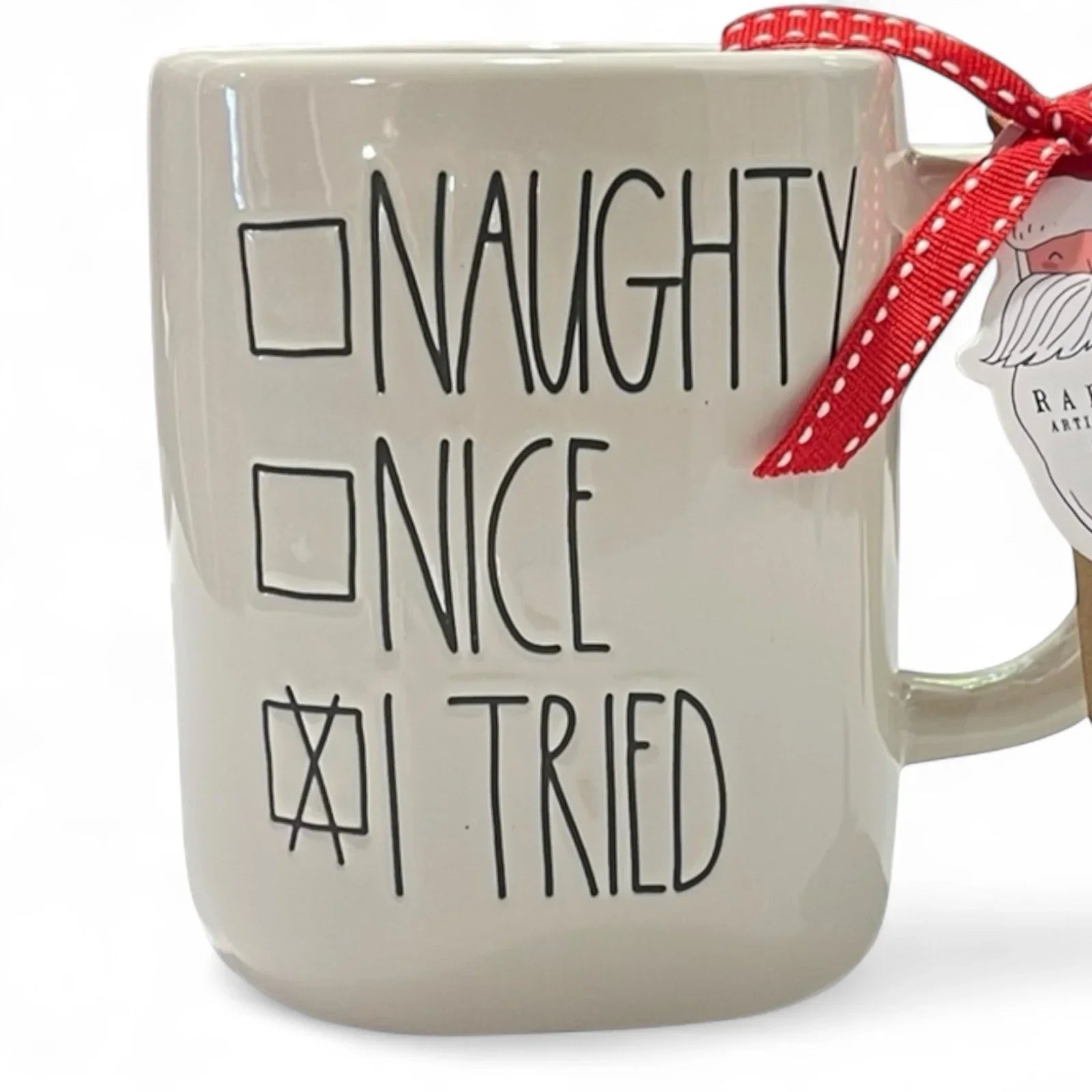 Rae Dunn Christmas Mug - Naughty, Nice, I Tried - Embossed - Trendiez U ♥