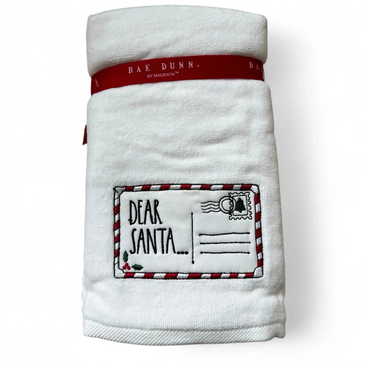 Rae Dunn "DEAR SANTA" Bathroom Hand Towels Christmas Holiday White Red Gift - Trendiez U ♥