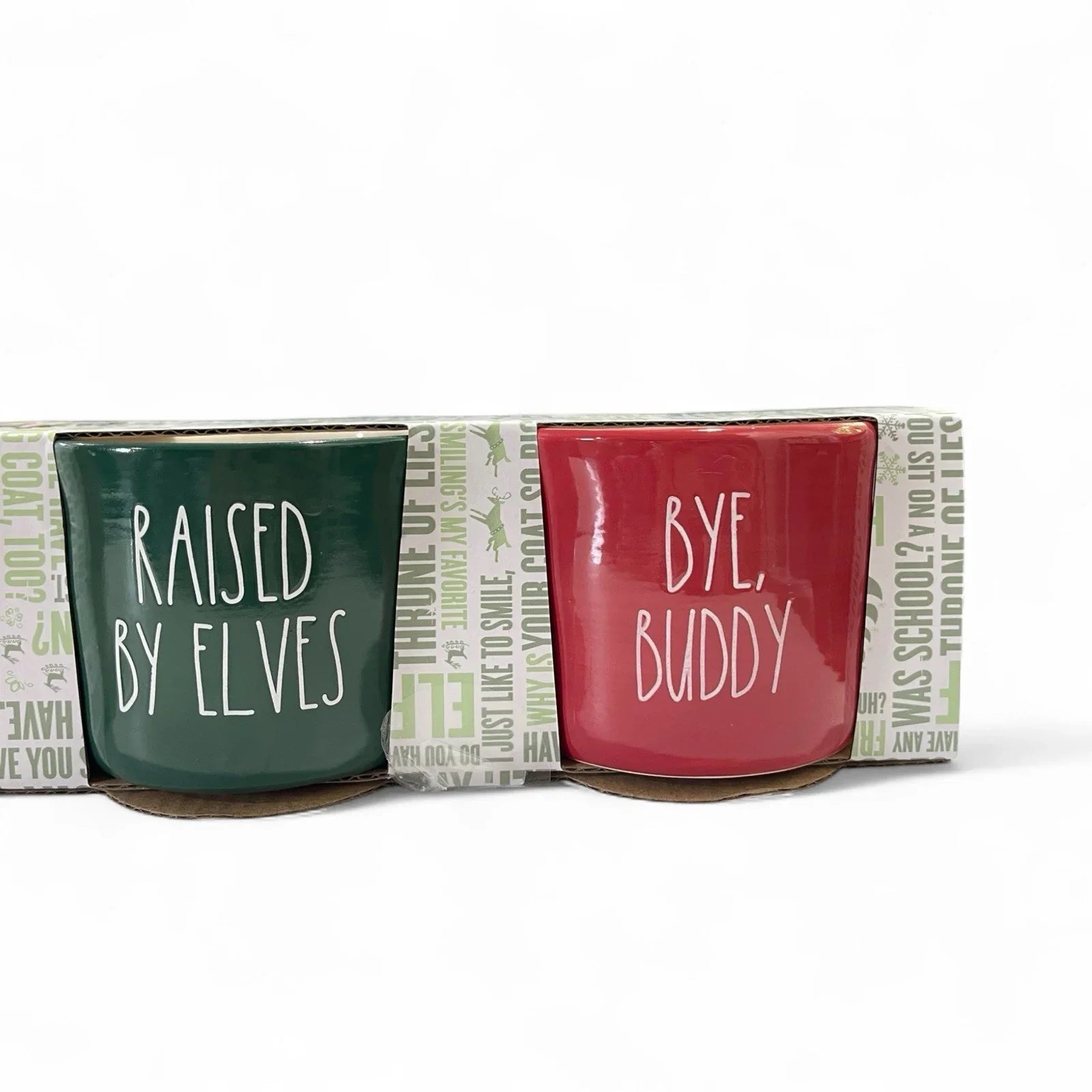 Rae Dunn ELF Ramekin 4pc Red/Green Double Sided Ceramic 8oz Christmas Farmhouse - Trendiez U ♥