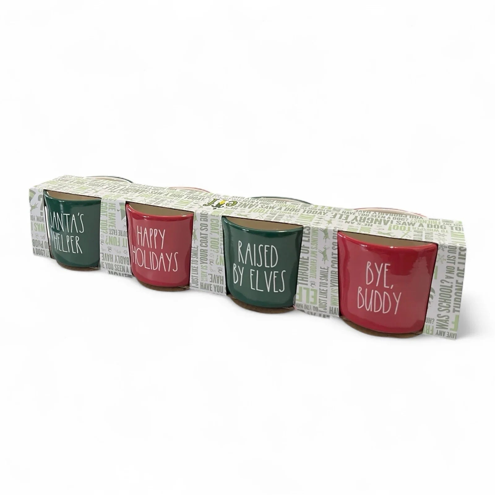 Rae Dunn ELF Ramekin 4pc Red/Green Double Sided Ceramic 8oz Christmas Farmhouse - Trendiez U ♥