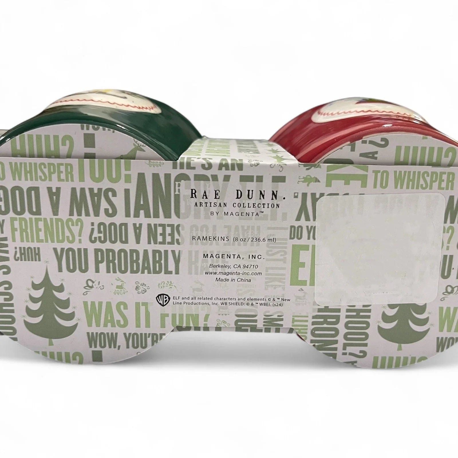 Rae Dunn ELF Ramekin 4pc Red/Green Double Sided Ceramic 8oz Christmas Farmhouse - Trendiez U ♥