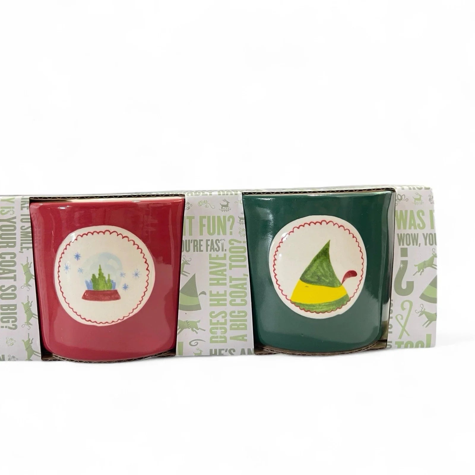 Rae Dunn ELF Ramekin 4pc Red/Green Double Sided Ceramic 8oz Christmas Farmhouse - Trendiez U ♥