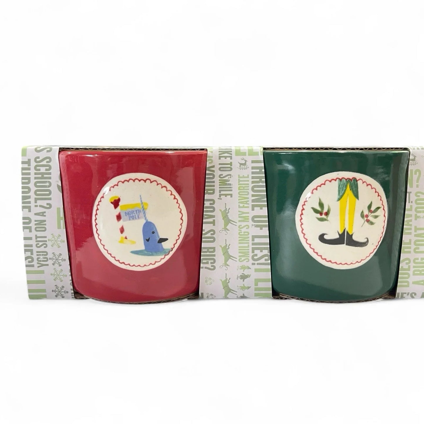 Rae Dunn ELF Ramekin 4pc Red/Green Double Sided Ceramic 8oz Christmas Farmhouse - Trendiez U ♥