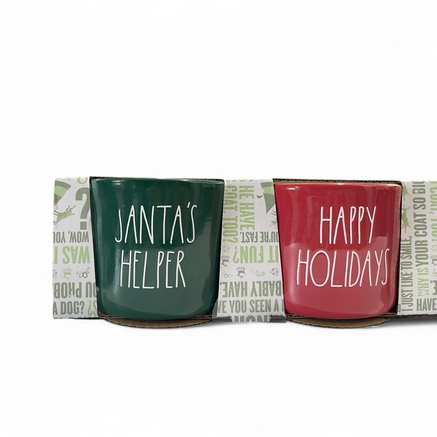 Rae Dunn ELF Ramekin 4pc Red/Green Double Sided Ceramic 8oz Christmas Farmhouse - Trendiez U ♥