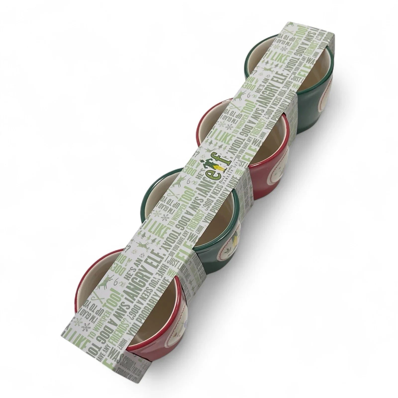 Rae Dunn ELF Ramekin 4pc Red/Green Double Sided Ceramic 8oz Christmas Farmhouse - Trendiez U ♥